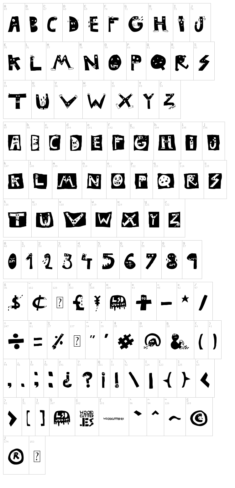LSD Junior font map